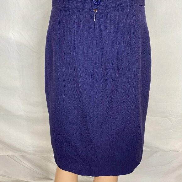 Vintage Givenchy Women’s Wool Twill Pencil Skirt Marine Blue Size 29 - Picture 12 of 16